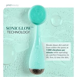 PMD SonicGlow Facial Cleansing Brush in Aqua Mint